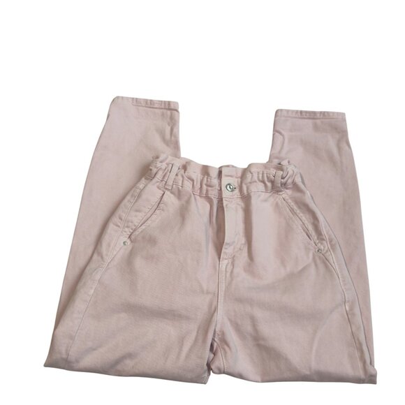 Zara Womens light Pink Paperbag Waist Jeans Size 28 highwaist zip button nwot - Picture 9 of 13